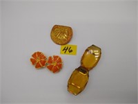 Amber Glass stone buckles  earring Costume jewelry