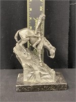 Apache in Pursuit Pewter Sculpture - Signed