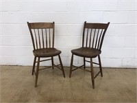 (2) Various Antique Bent Back Spindle Side Chairs