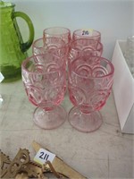 1950's L E Smith 6 moon and stars goblet glasses