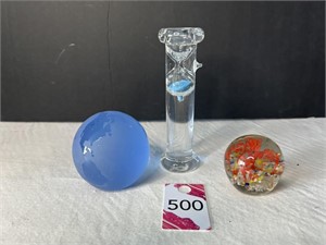 5 Min Sand Egg Timer & Glass Paperweights