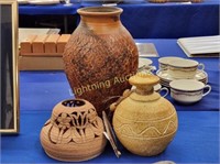 THREE ITEMS OF HAND MADE POTTERY