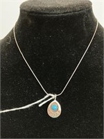 16" necklace w/turquoise inlay arrowhead .925