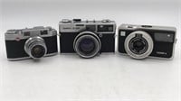 3 Vintage Cameras Yashica Ez-matic W/ Yashinon