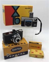 2 Vintage Cameras Spartus 35 In Original Box W/