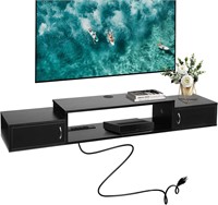 Floating TV Stand  Black TV Stands Component Shelf