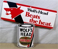 Vintage Wolf Head Oil sign - CARDBOARD 17"x20"