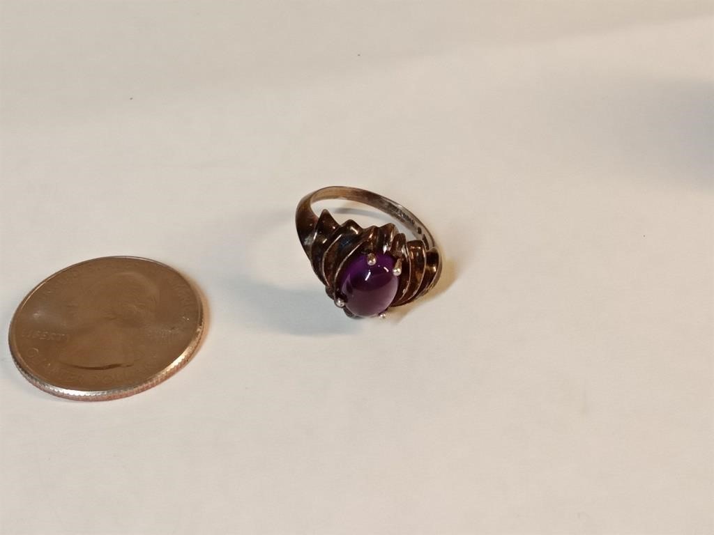 vtg Kabana sterling & amethyst stone ring size7