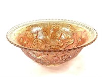 Marigold Iridescent Carnival Glass Bowl 10"D