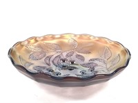 Amethyst Iridescent Carnival Glass Bowl 7"D