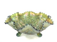 Northwood GR Carnival Glass Footed Wishbone Bowl