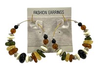 Multi-color Gemstone Big Hoop Earrings