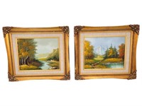 Pair of Landscape Paintings - Signed "Rumky"