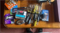 Tools, screwdrivers, hardware, glue, etc.