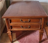 Vintage Harmony End Table, Two Drawer, 23x27