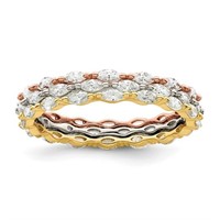 Sterling Silver-Marquise Eternity 3 Ring Set