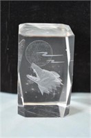 Etched Crystal Howling Wolf