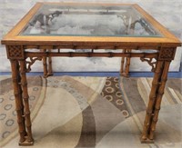 11 - FAUX BAMBOO TABLE W/ GLASS INSET TO9P