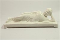 White Porcelain Reclining Buddha Figurine