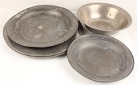ASSORTED 7 PIECE LARGE PEWTER SERVING PIECES