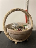 Terra cotta basket filled with match books