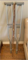 Wooden Walking Stick & Pair of Adjustable Crutches
