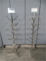 PAIR CHROME HAT STANDS WITH MIRROR