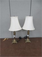 PAIR METAL BASED TABLE LAMPS WITH SHADES