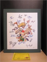 NORMAN ROCKWELL FOOTBALL AUTOGRAPHED PRINT