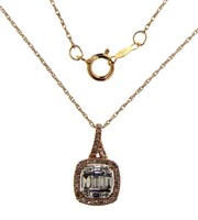 10kt Rose Gold 1/2 ct Baguette Diamond Necklace