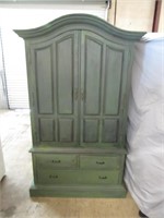 Green-Painted Large, Wooden Armoire