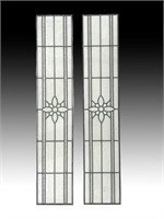 PAIR OF STRUCTURAL LEADED GLASS WINDOWS