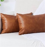 $28 Panos 2 pack faux leather pillow covers