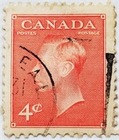 Canada 1951 George VI 4 Cents Postage Stamp