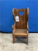 Wood Doll Pouting Chair with Heart Cut Outs