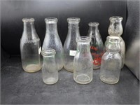 Vintage Glass Milk Bottles x 8
