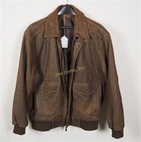 Roundtree & York Xl Brown Leather Flight Jacket