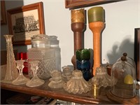 Candlestick Collection Glass Turned Wood