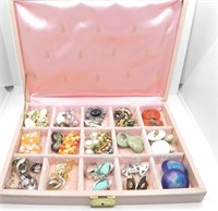 JEWLERY BOX OF COSTUME FAUX EARRINGS