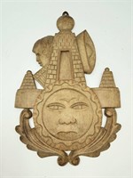 Hand Carved Wood Hanging Plaque 8" Wide