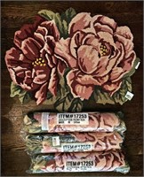 Lot of 4 Peony Floral Rugs