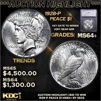 ***Auction Highlight*** 1928-p Peace Dollar 1 Grad