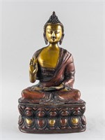 Chinese Large Gilt Bronze Shakyamuni Buddha Statue