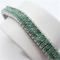 Sterling Silver, 120 Emerald Claw Setting Bracelet