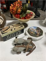 Antique Roller Skates,Collector Plate and