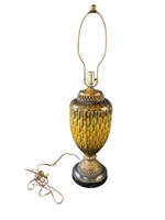 Amber Gold Flecked Glass Lamp w/Ornate Detail