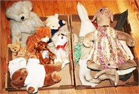 4 Box Lot Dolls, Bears, Rabbits