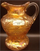 Fenton marigold Strawberry Scroll water pitcher.