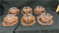 6 Princess pattern pink cups and saucers