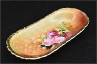 Germany AMERICAN BEAUTY Roses & Gold Celery Dish